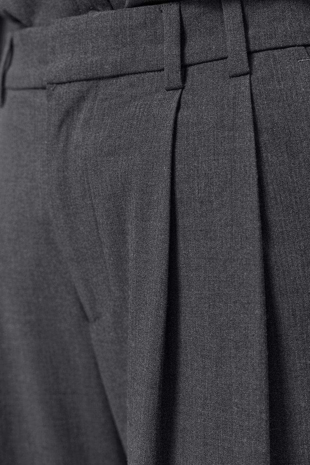 Elvine Dilay Mid Grey Melange Damen Bundfaltenhose Wide Leg grau